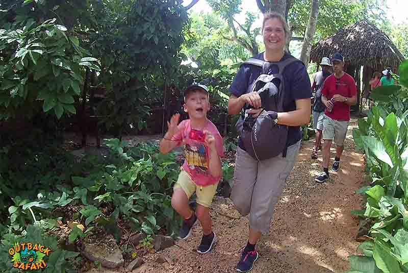 boy and his mother having fun on Outback Ranch in Punta Cana - Dominican Republic