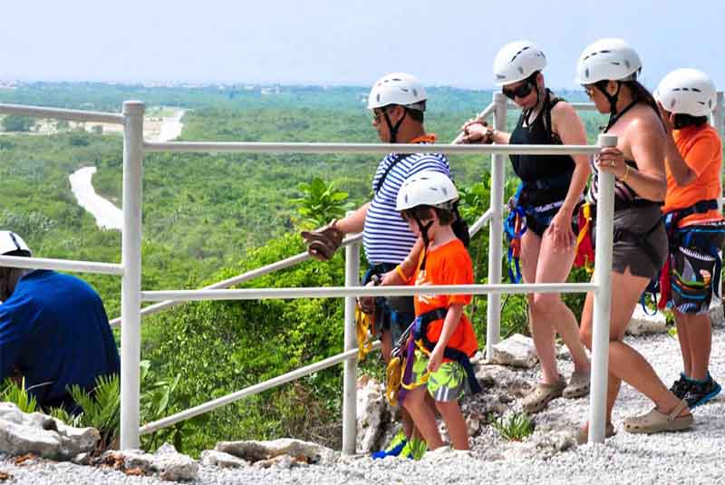 group ziplining on cliff in Cap Cana- Dominican Republic