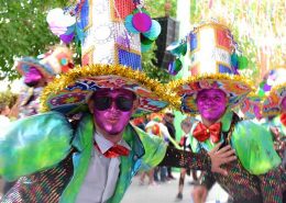 Carnival performers posing at Punta Cana Carnival - Dominican Republic