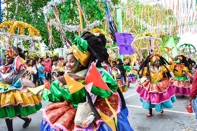 Colorful Carnival performers at the Punta Cana Carnival - Dominican Republic