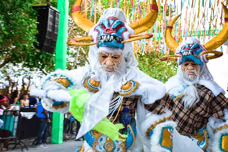 Colorful Carnival performers at the Punta Cana Carnival - Dominican Republic