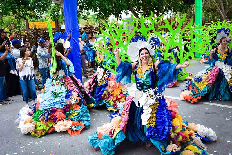 Colorful Carnival performers at the Punta Cana Carnival - Dominican Republic